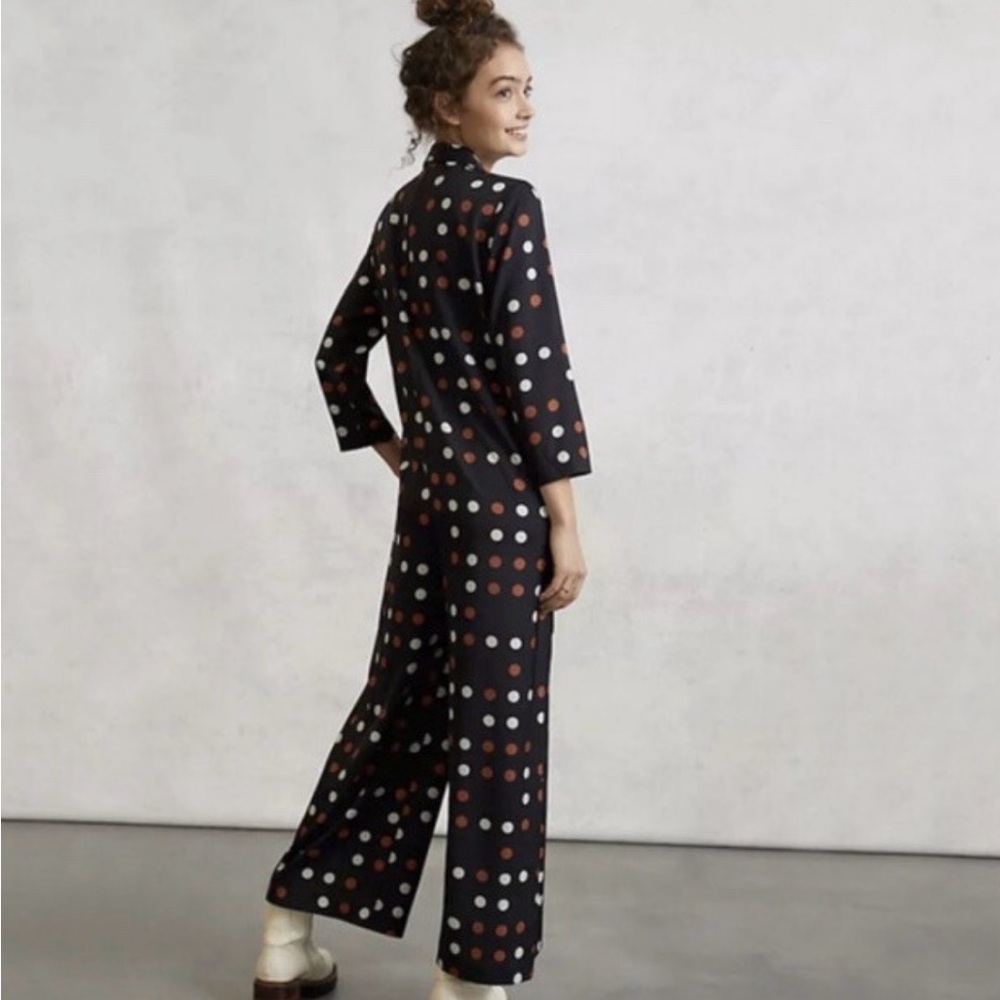 Anthropologie Polka Dot Wide-Leg Jumpsuit